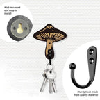 AHANDMAKER 2 Sets Wooden Mushroom Wall Hooks Key Holder, Wall Mounted Mushroom Decor Hanger for Room Keys Home Decor