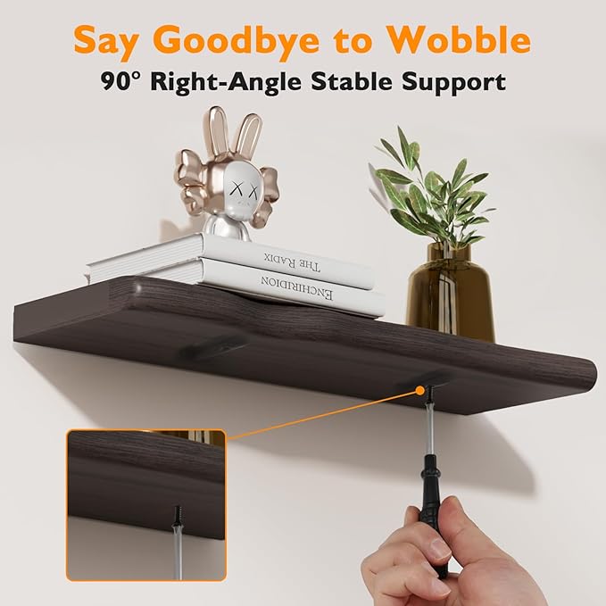 Floating Shelves for Wall Rustic Farmhouse 24 Inch Floating Shelf Bathroom Wooden Shelves for Wall Mounted Live Edge Pine She
