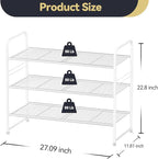 3 Tier Shoe Rack, Closet Shoe Organizer for Entryway, Heavy Duty Stackable Shoe Storage Shelf Stand,White