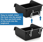 Foraineam 16 Pack Pegboard Bins with Metal Hooks, Black Garage Workbench Bins Cups Peg Board Accessories Kit, Pegboard Tools 