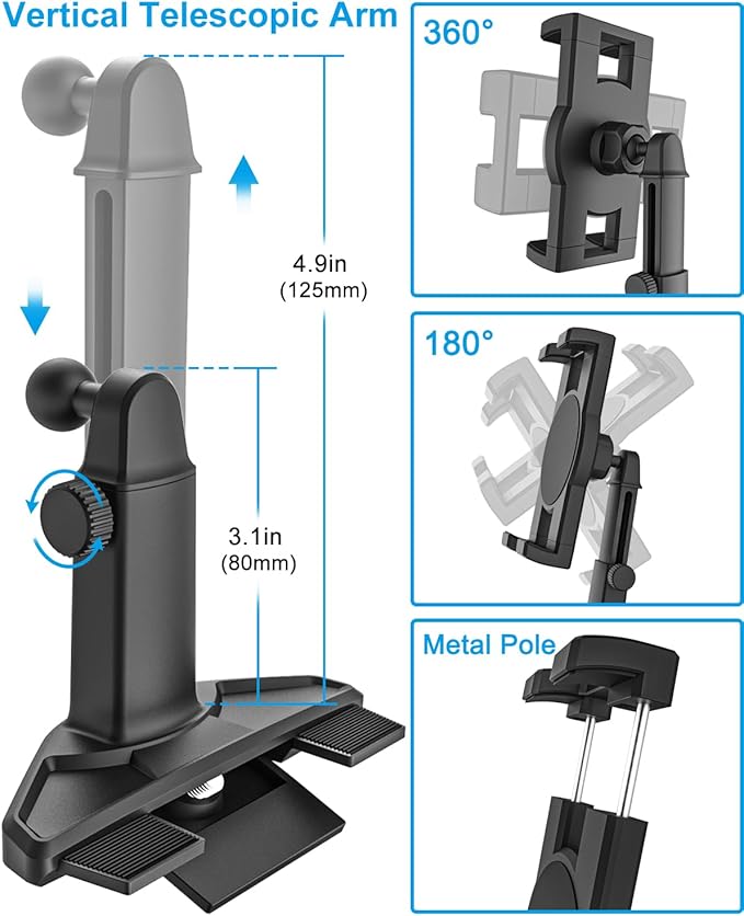 GDZN Tablet Mount for Car CD Slot - [Height Adjustable] Upgraded Car CD Player Tablet Holder with Telescopic Arm Compatible with iPad Pro 12.9 Air Mini,Galaxy Tab, Z Fold, 4.7-13'' Device