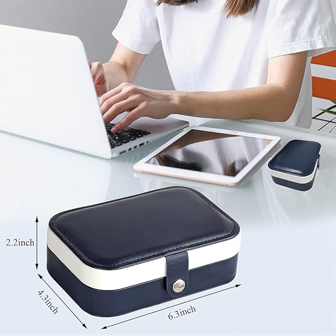 Hatori Travel Jewelry Box, PU Leather Small Jewelry Organizer for Women Girls, Portable Mini Travel Case Display Storage Hold