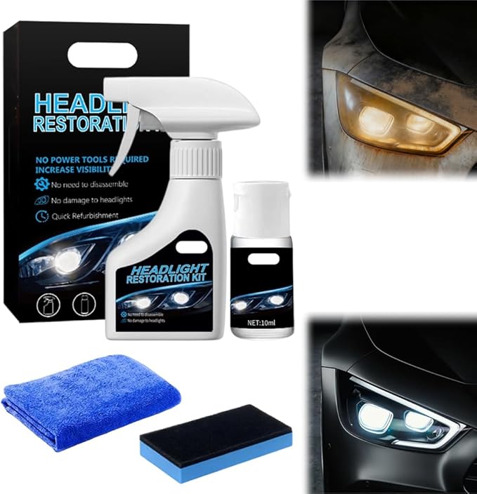 Automotive Headlight Restoration Kit,2026 New Coating Headlight Cleaner for Cars Trucks Motorcycles & RVs - Restore Yellowing