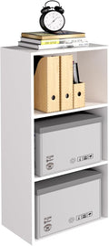 Wooden 3 Cube Storage Organizer, 3 Tier Low Bookcase Freestanding Storage Display Organizer,Versatile Cubes Shelf and Cubby U