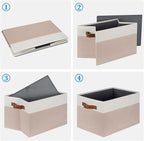 Large Fabric Storage Bins, Foldable Fabric Storage Baskets for Shelves, Sturdy Storage Boxes with PU Handles for Organizing C