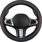 Car Leather Steering Wheel Cover - Panapi Material, Universal 14.5-15 Inch Leather Anti-Slip Breathable Auto Steering Wheel C