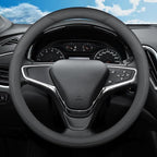 Steering Wheel Cover for Chevy Chevrolet Silverado 1500 2500 HD 3500HD Equinox Malibu Colorado Cruze Impala Traverse Spark Tahoe Trax Car Truck Accessories, 2026 Black Leather 14.5-15 inch