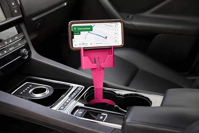 Cup Holder Phone Holder Mount for Car - Universal Adjustable Expander Cradle Hands-Free Driving - Compatible with All Smartphones Car Mount for iPhone Samsung Google Android Mobile Accessories Pink