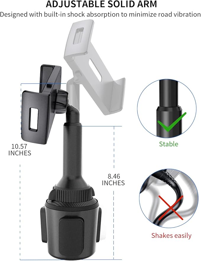 APPS2Car Tablet Holder for Car, Cup Holder Tablet Mount for Truck, Height Adjustable iPad Holder Compatible with 4.7-11" iPad Pro Air Mini, Galaxy Tab, iPhone, Cell Phone
