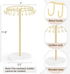Mkono Necklace Holder Metal Jewelry Display Stand Necklace Organizer with 22 Hooks for Storage and Hanging Bracelet Keychain 