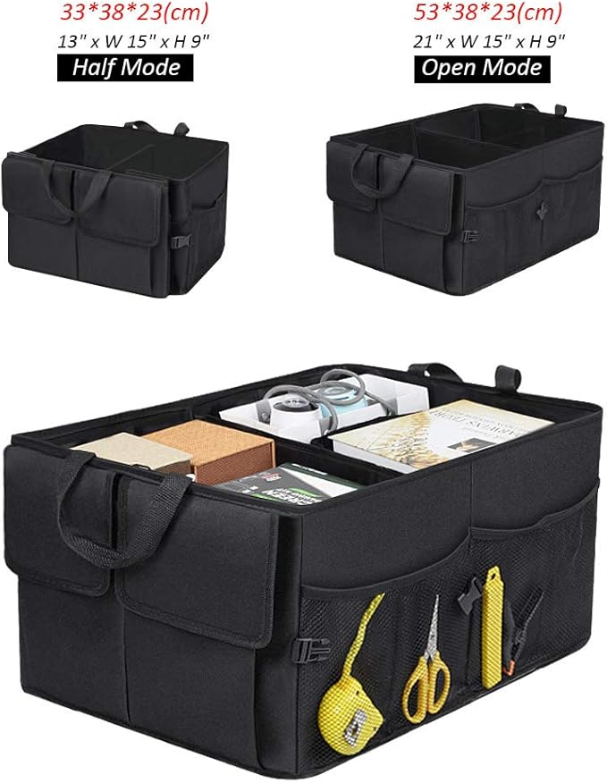 JiatuA Car Trunk Backseat Organizer for SUV, 8 Pocket Waterproof, Dust-proof, Sturdy Foldable Cargo Net Storage for More Trunk