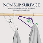 HOUSE DAY Noble-Purple Velvet Hangers 60 Pack, Non Slip Clothes Felt Hanger Heavy Duty for Coat, Premium Slim Space Saving Su