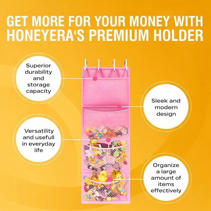 Honeyera Storage for Stuffed Animals - Over Door Organizer for Stuffies, Baby Accessories, and Toy Plush/Easy Installation wi
