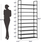 Kitsure Shoe Rack - 10-Tier Shoe Organizer with Detachable Fabric Shelves & Metal Frame, Tall Shoe Rack for Closet, Entrance,