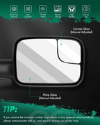 SCITOO fit for Towing Mirrors 2003 2004 2005 2006 2007 2008 for Dodge for Ram 1500 2500 3500 2002 for Dodge for Ram 1500 2009 for Dodge for Ram 2500 3500 Truck Black Manual Side View Pair Mirrors