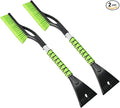 27" Snow Brush and Ice Scrapers for Car Windshield 2 Pack, Scratch-Free Bristle Head PVC Snow Brush & Foam Grip Window Snow Scraper Snow Removal Tool with Aluminum Body for Truck, SUV, Green