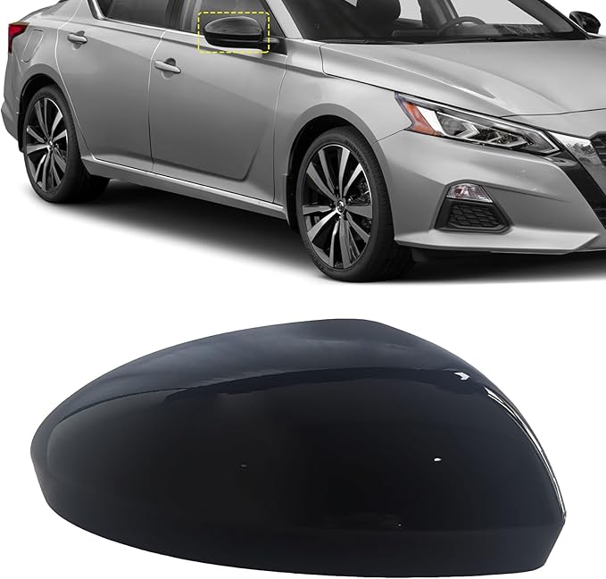 Rear View Mirror Cover Cap, For Nissan Altima 2019-2024 Glossy Black ABS Plastic Glossy Finish Right Passenger Side Mirror Covers Caps Trim Replacement