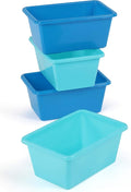 Humble Crew Toy Storage Bins for Kids, Set of 4, Navy/Teal, Small - Sturdy, Colorful Plastic Storage Bins for Classroom, Play