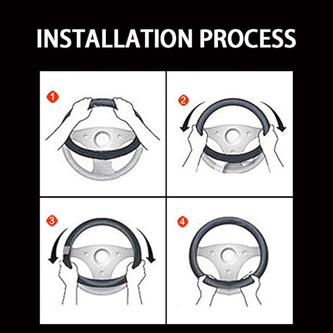Car Steering Wheel Cover with Durable PU Leather, Universal 15 inch Fit for Car Truck SUV, Breathable Anti Slip Auto Steering Wheel Covers for Men and Women