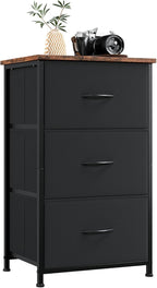 Somdot Dresser for Bedroom with 3 Drawers, Storage Organizer Chest of Drawers with Removable Fabric Bins for Closet Bedside L