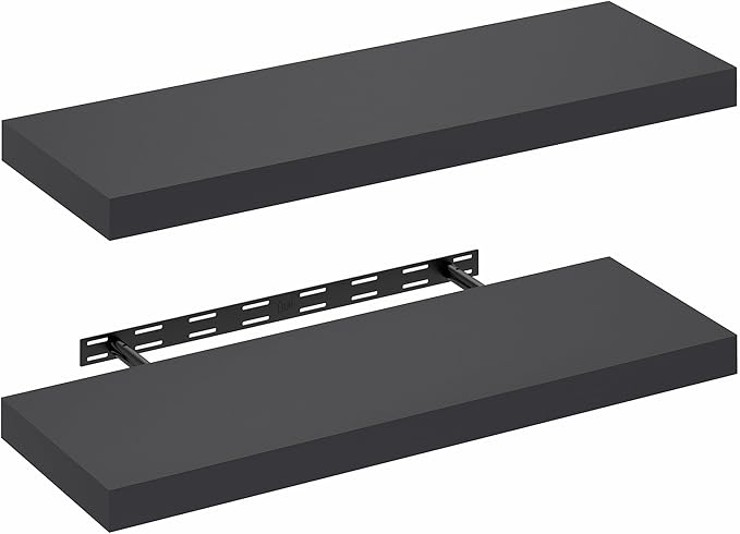 Furinno Tanna Floating Shelves for Wall Set of 2, 12 x 35 Wall Shelf, Wall Mounted Floating Shelf with Invisible Bracket, 2-i