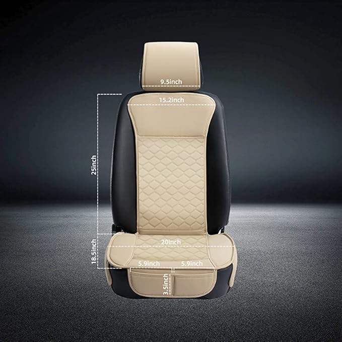 Elantrip Auto Car Seat Covers Leather Car Seat Protector for Women Airbag Compatible Diamond Pattern PU Seat Cover Universal 