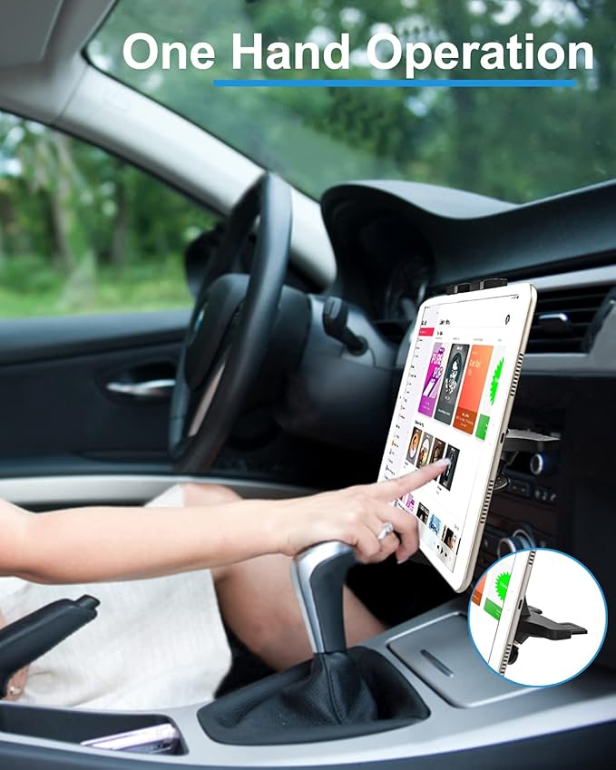 Car CD Slot Tablet Mount Holder for 4.7"-13" Phone & iPad Ultra Sturdy CD Player Car Tablet Holder Stand with 360° Rotation, Compatible with iPad Pro/Air/Mini, Galaxy Tabs, iPhone, Tablets