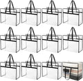 12pcs Clear Storage Bags 40L Large Plastic Blanket Storage with Zipper and Handle Closet Organizers Containers Foldable Movin