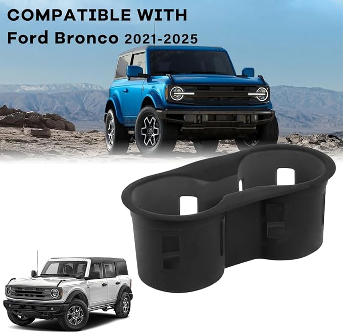 Cup Holder Protector Insert Custom for 2021-2025 Ford Bronco Accessories Silicone Center Console Oversized Cup Holder Storage