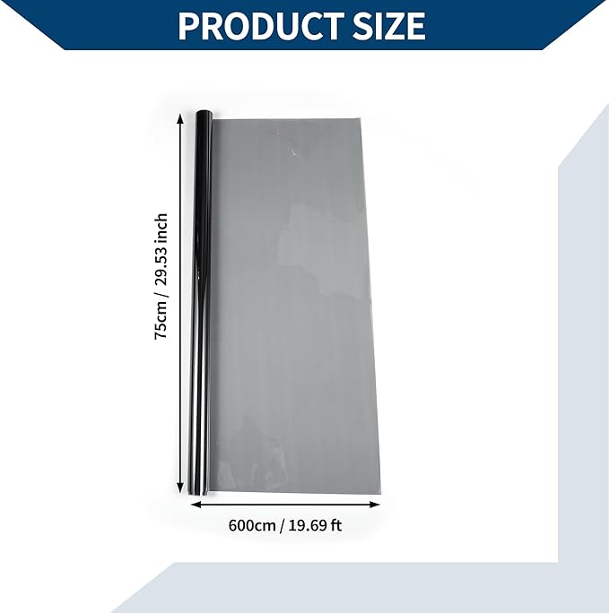 Car Window Tint Film Window Privacy Film Car Carbon 2PLY PET 19.69 ft x 29.53 Inch 1 Pc Black VLT 50% IRR 32% UVR 95%