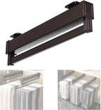 Heavy Duty Pull Out Clothes Rail, Extendable Closet Rod with 2 Sliding Tracks, Adjustable 21-60cm Clothing Hanger Rack, Suppo