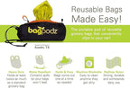 Sturdy Reusable Grocery Bags Foldable and Washable - Made From RipStop Nylon Hold 50lbs - Designed in USA Reusable Shopping Bags Inside a Compact Pod with Carry Clip - 5 Pack in Green