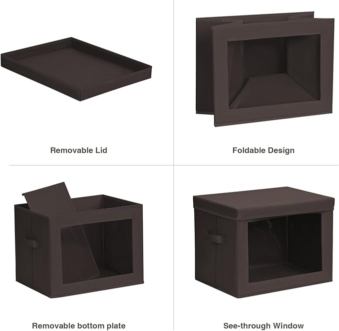 Homsorout Stackable Storage Bins with Lids - Large Storage Box with Lids, Foldable Closet Boxes for Organizing, Wardrobe Clot