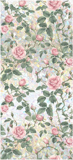 JOONOR Retro Pink Rose Flowers Window Privacy Film,3D Stained Glass Rose Rainbow Window Decals,Non-Adhesive Static Cling Sticker for Home Office,16.93 x 39.37 Inch