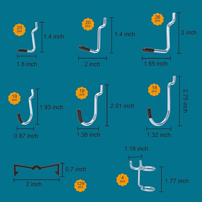 310PCS Pegboard Accessories Organizer Kit, Peg Board Baskets and Paper Towel Holder for 1/8 and 1/4 inch Pegboard Hooks Assor