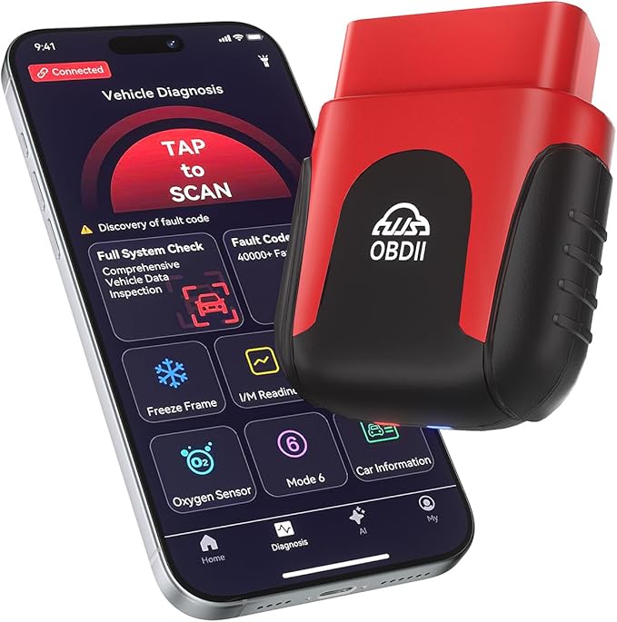 2026 Bluetooth OBD2 Scanner for iPhone & Android - AI Powered Wireless Car Diagnostic Scan Tool, Check Engine Code Reader with