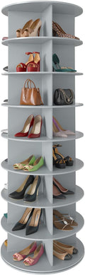 SpaceAid 8 Tier Rotating Shoe Rack Tower, Spinning Shoe Display Lazy Susan, Revolving 360 Shoe Rack Storage Round Carousel, V