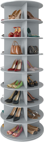 SpaceAid 8 Tier Rotating Shoe Rack Tower, Spinning Shoe Display Lazy Susan, Revolving 360 Shoe Rack Storage Round Carousel, V
