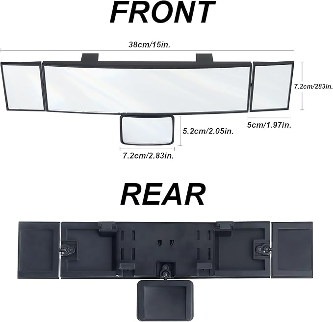 15" Car Rearview Mirror with Baby Mirror,Panoramic Wide Angle Clip-on Car Rearview Mirror,Reduce Blind Spot Effectively for Cars, SUVs & Trucks