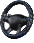 Flying Banner car Steering Wheel Cover Faux Leather Massage Universal fit 3D Honeycomb Hole Anti-Slip Sporty 15 Inches (Blue 