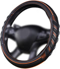 Flying Banner car Steering Wheel Cover Faux Leather Massage Universal fit 3D Honeycomb Hole Anti-Slip Sporty 15 Inches (Orang