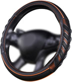 Flying Banner car Steering Wheel Cover Faux Leather Massage Universal fit 3D Honeycomb Hole Anti-Slip Sporty 15 Inches (Orang