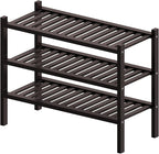 ROMGUAR CRAFT 3 Tier (Thick) Bamboo Shoe Rack for Closet Free Standing Wood Shoe Shelf for Entryway Small Space Stackable 27"