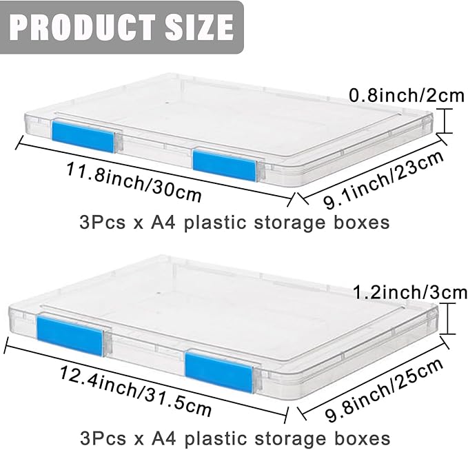 LonlyEagle 6 Pack A4 File Portable Project Case, Plastic Storage Box for 8.5" x 11" Letter Paper, Documents Magazines Holder 