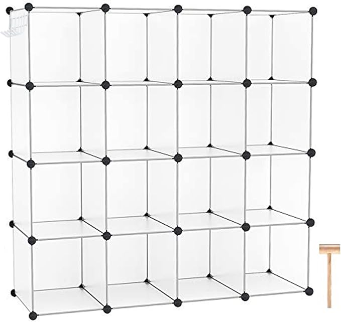 C&AHOME Cube Storage Organizer, 16-Cube Shelves Units, Plastic Storage Cubes, DIY Closet Organizer, Modular Closet Storage Sh