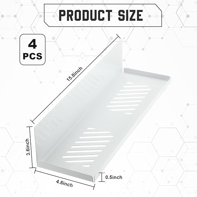 Therwen 4 Pack Magnetic Pegboard Shelves Wall Organizer Metal Pegboard Shelf Steel Tray Accessories Organizing Tools for Craf