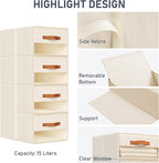 DIMJ Closet Organizers and Storage - Fabric Bins with Drawers for Closet Foldable Clothes Organizers with Clear Window, Stack