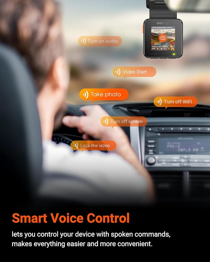 Vantrue E1 Lite 1080P Dash Cam, Mini Car Camera with Night Vision, 60fps Dash Cam with GPS and Speed, Wi-Fi APP Control, Loop