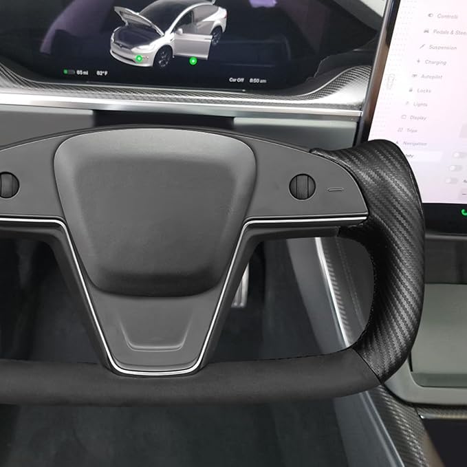 MEWANT Hand Stitched Tesla Model S Yoke Steering Wheel Cover Wrap for Tesla Model S 2021-2023 / Model X 2021-2023 Tesla Yoke Steering Wheel Accessories