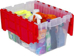 Akro-Mils KeepBox 12 Gallon Storage Container, Nesting and Stackable Plastic Storage Box with Lid Attached, Clear Tote for Ga